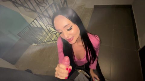 Cheating On Boyfriend, Sucking Dick And Fucking For Money In The Entrance, Almost Caught, Risky Publ